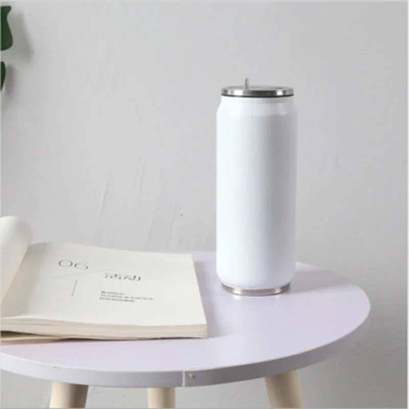 500ML DIY Sublimation Tumbler Cans Stainless Steel Thermos Bottle With Straw Coke Can Travel Car Vacuum Flasks Drink Cup