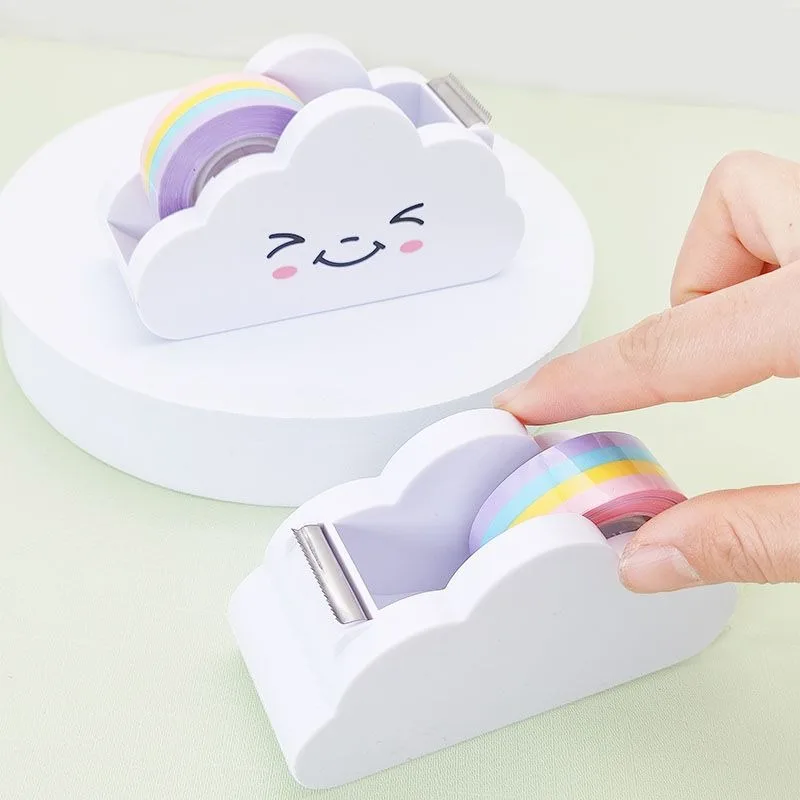 cute cloud masking tape sticker cutter washi tape dispenser organizador de armazenamento papelaria para material escolar e de escritorio 01