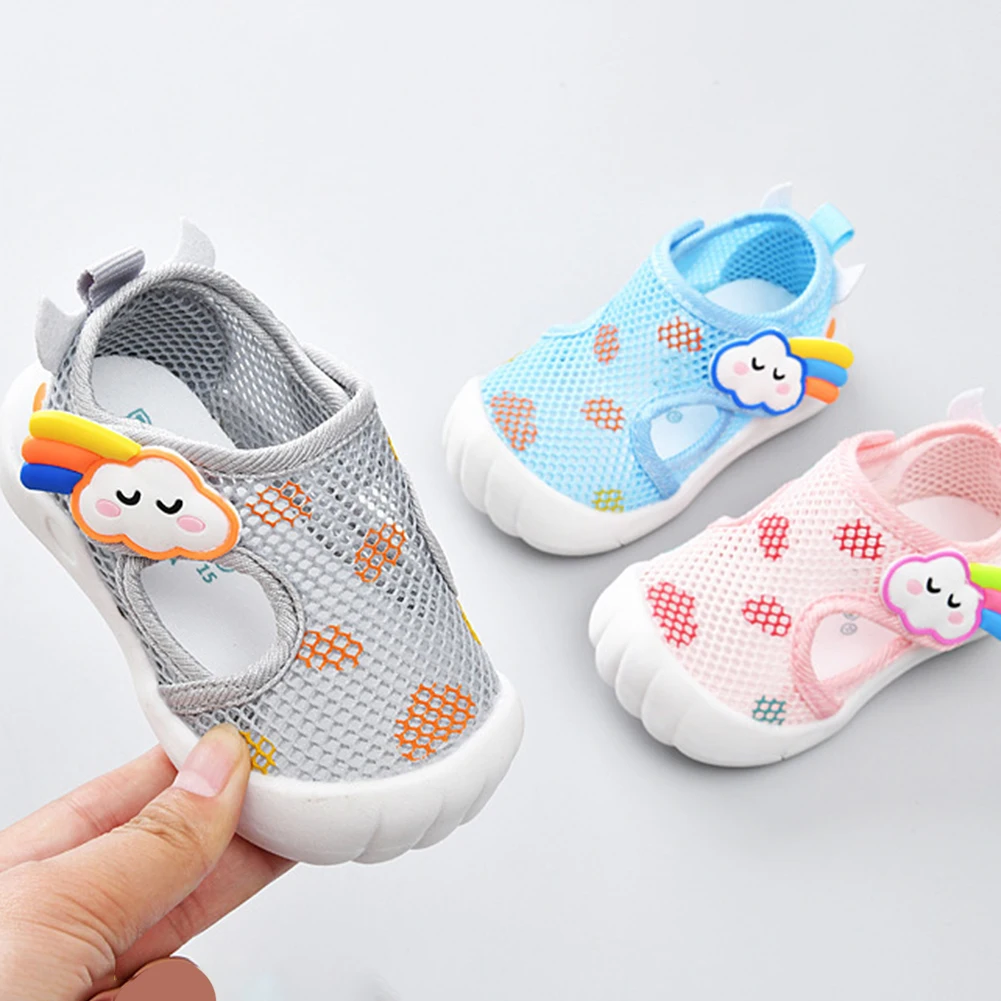 Cartoon Mesh Non-Slip Baby Breathable Shoes for Spring Summer High Elastic Comfy Shoes Kids Shoes For Learning Walking