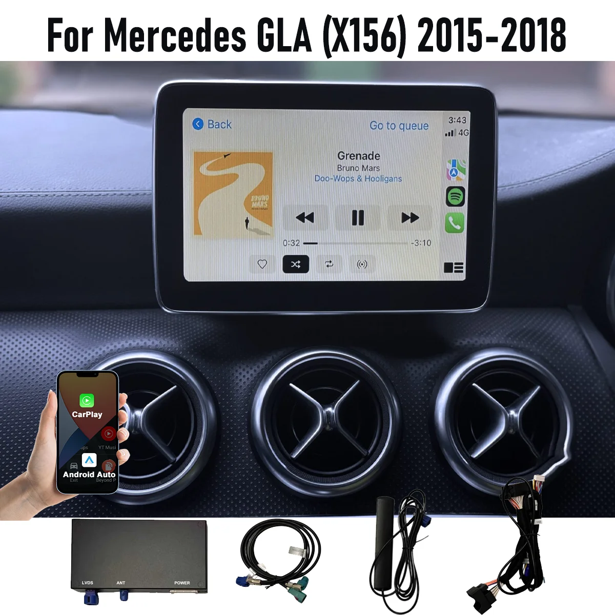 

Wireless CarPlay Android Auto For Mercedes GLA (X156) 2015-2018 NTG4.5/4.7 NTG5.0 with Mirror Link AirPlay Car Play