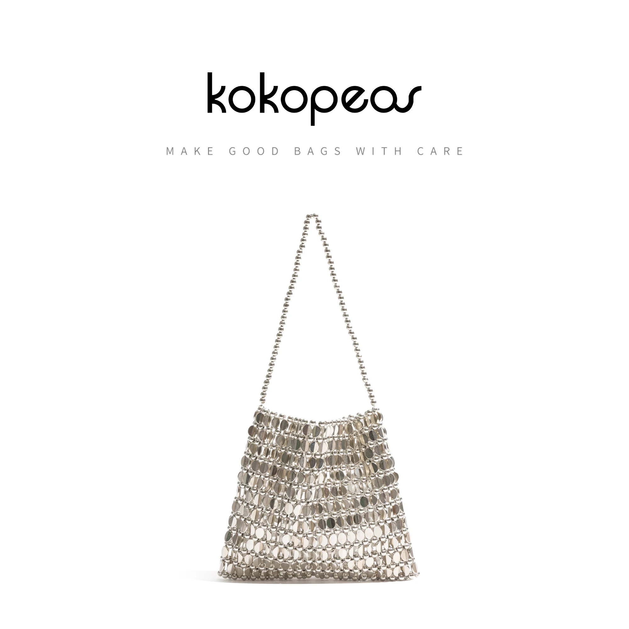 

KOKOPEAS Handmade Bead Bag Bead Glitter Woven Phone Bag Luxury Bags for Women Shiny Sequins Shoulder Crossbody Bag Evening Hobos