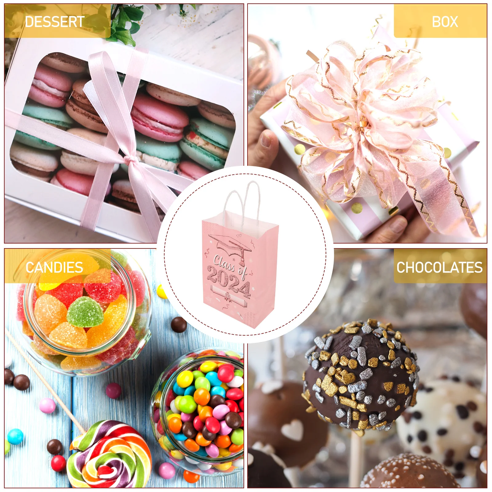 12 Pcs borsa di laurea 2024 congratulazioni borse Candy Shopping Party Favor classe di confezione regalo cioccolato