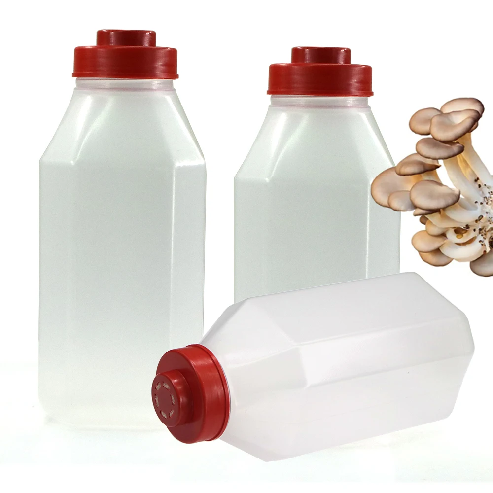 

750ML Transparent PP Plastic Mushrooms Culture Bottle High Temperature Resistance for Edible Fungus Seeds Cultivation Container