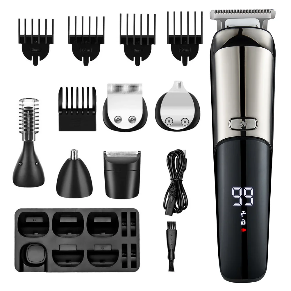 6-in-1 Hair Beard Trimmer Facial & Body Groomer Hair Clipper Electric Shaver Nose Wet / Dry Trimmer Mustache for Men