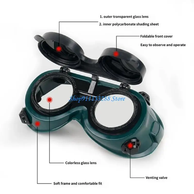 G88D Safety Goggles For Soldering Torching Brazing Welding Hinged Design Lightweight Construction Broad View Comfortable Fit