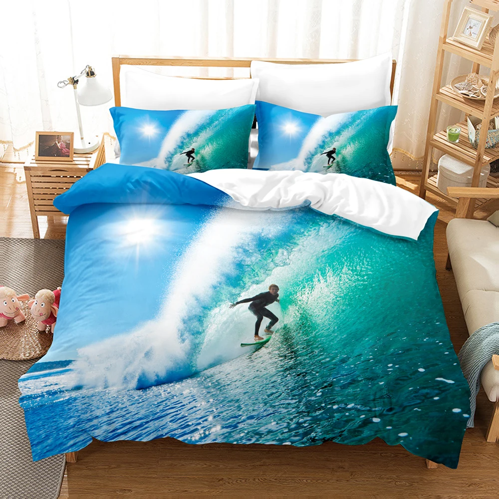 

Sea Surfing Bedding Set Surf Modern Outdoor Extreme Sports Duvet Cover Queen King Ocean Surfboard 2/3PCS Quilt Cover