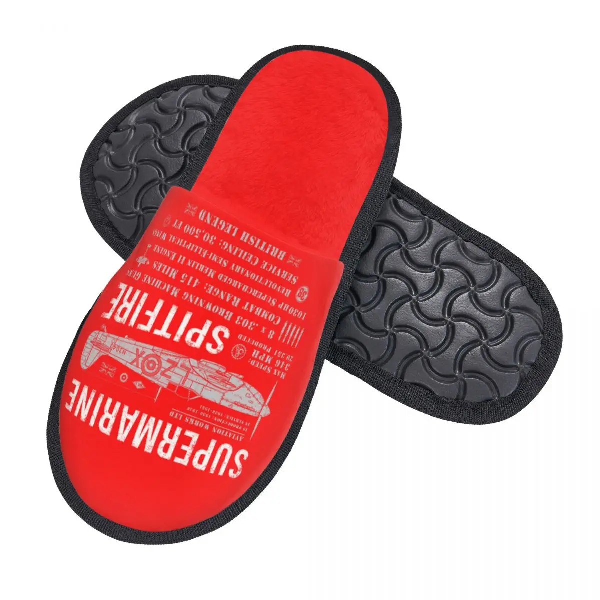 Aangepaste Supermarine Spitfire Memory Foam Slippers Vrouwen Comfy Warm Gevechtsvliegtuig WW2 Oorlogspiloot Vliegtuigen Vliegtuig Huis Slippers