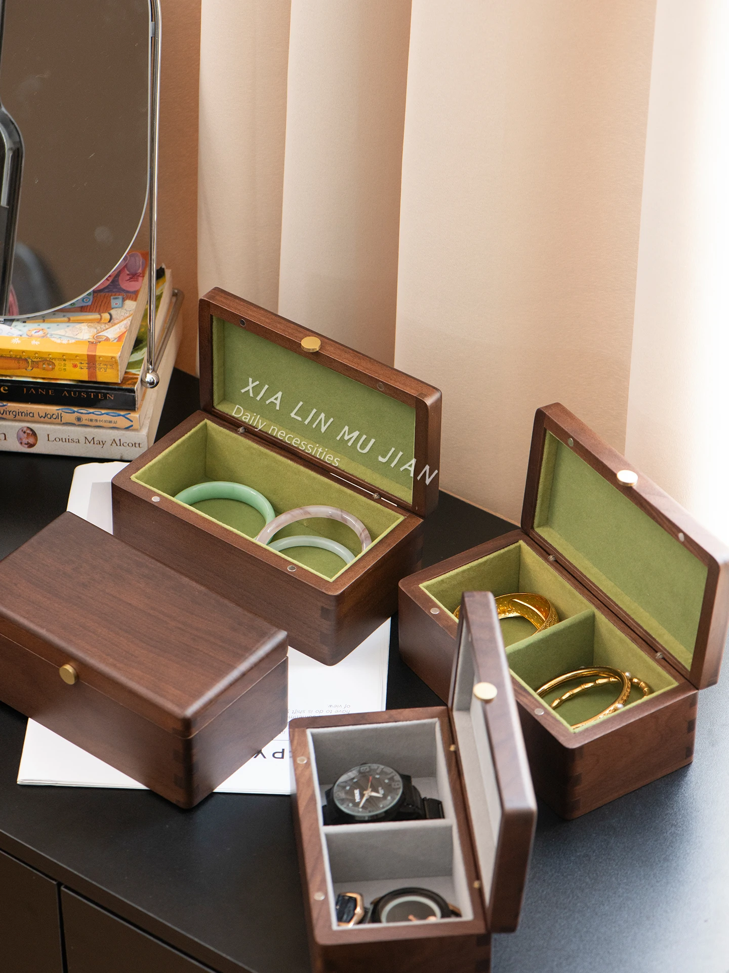 

High-End Wooden Jewelry Box Large Capaci Antioxidant Multi-Function Storage Organizer with ids Desktop Decoration