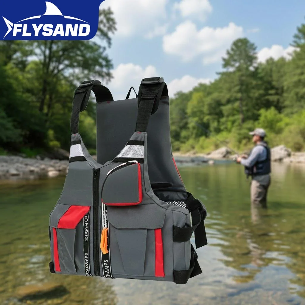 Outdoor Fishing Vest High Buoyancy Life Jacket Safety Adjustable Straps for Fishing Boating Water Sports