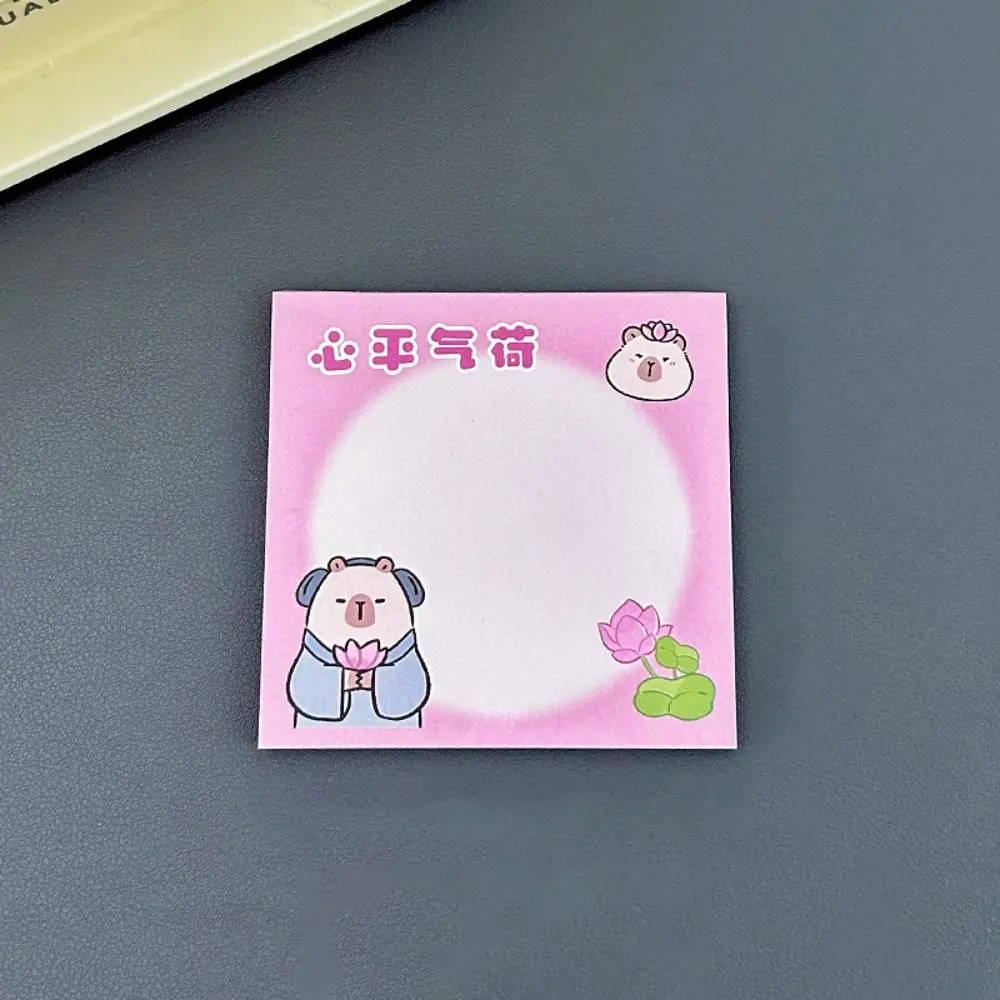 50 Sheets/Pack Cute Pink Capybara Sticky Note Book Ins Cartoon Non-sticky Message Paper Portable Removable Capybara Memo Pad