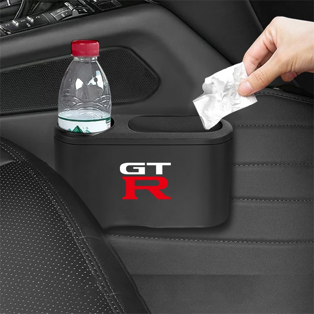 ABS Car Door Side Hanging Trash Can With Water Bottle Holder Trash Bin For Nissan Nismo Tiida Teana GTR Juke Note Micra Patrol