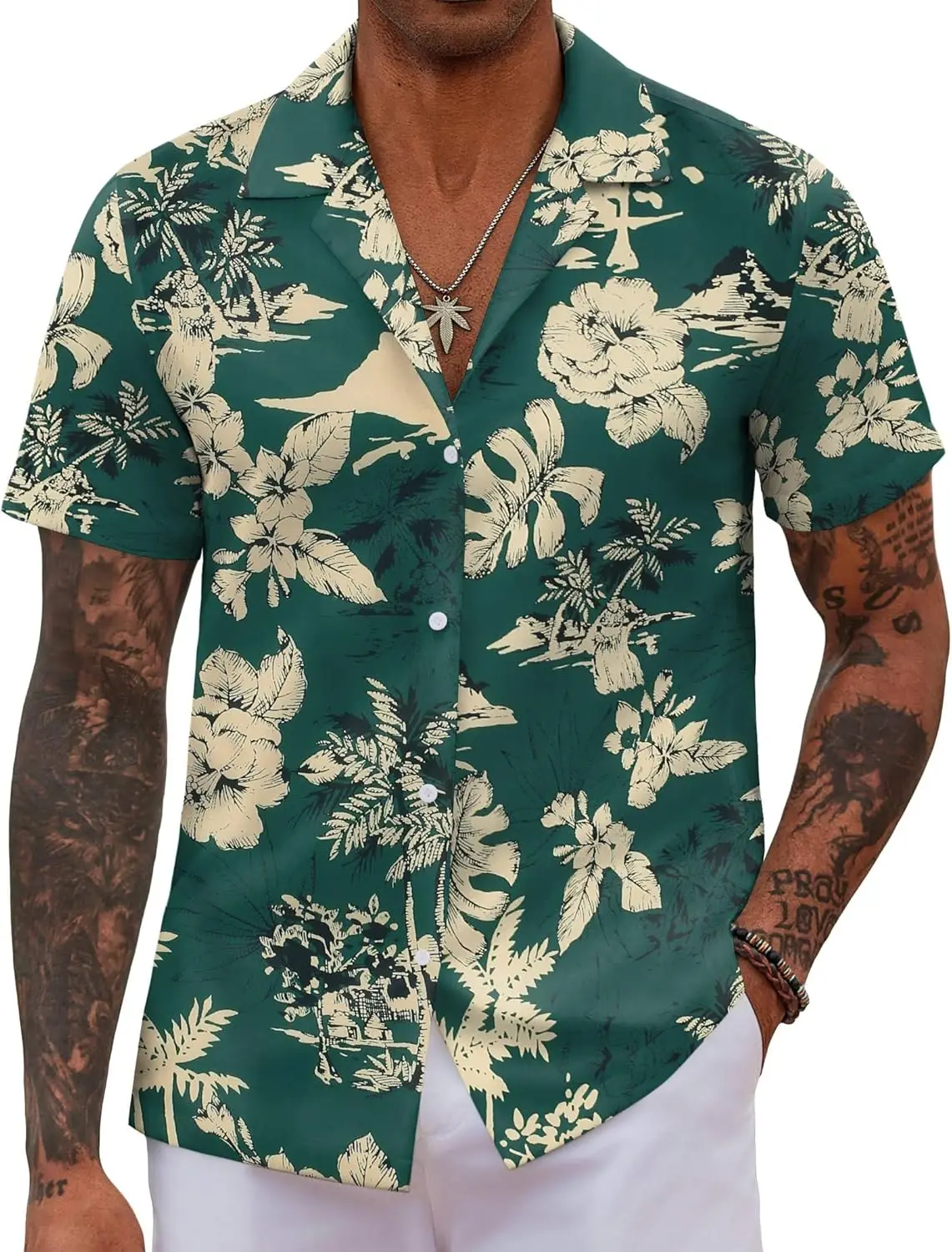 3D Print Men's Short Sleeve Shirt Leaf Flower Graphic Lapel Single-Breasted Shirts Summer Outdoor Travel Holiday Breathable Tops