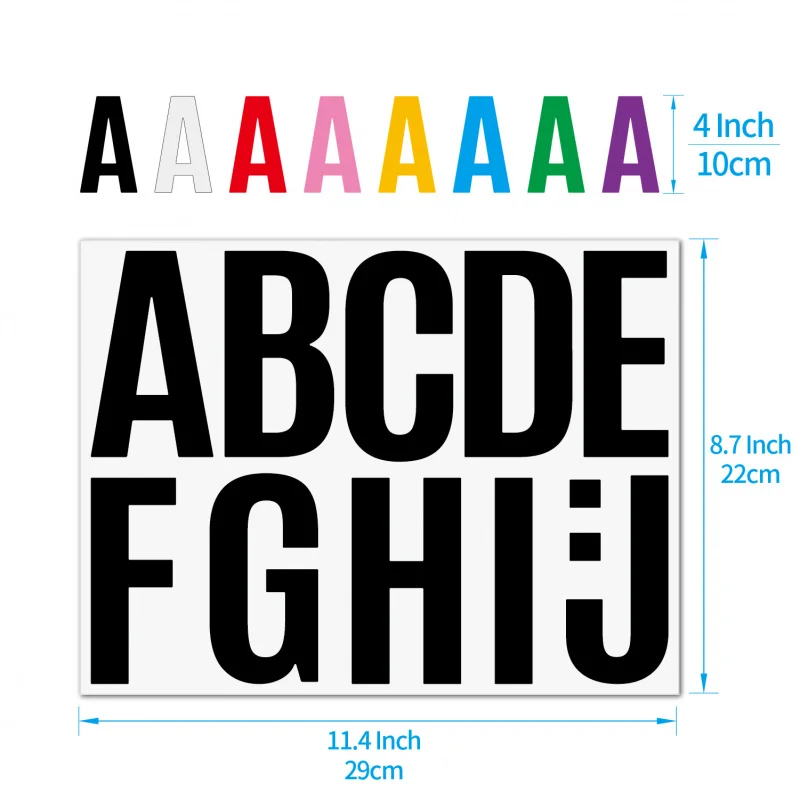 3 sets of 4-inch letter stickers in large size for car wall decoration, exhibition, school use, or DIY projects – large-sized le