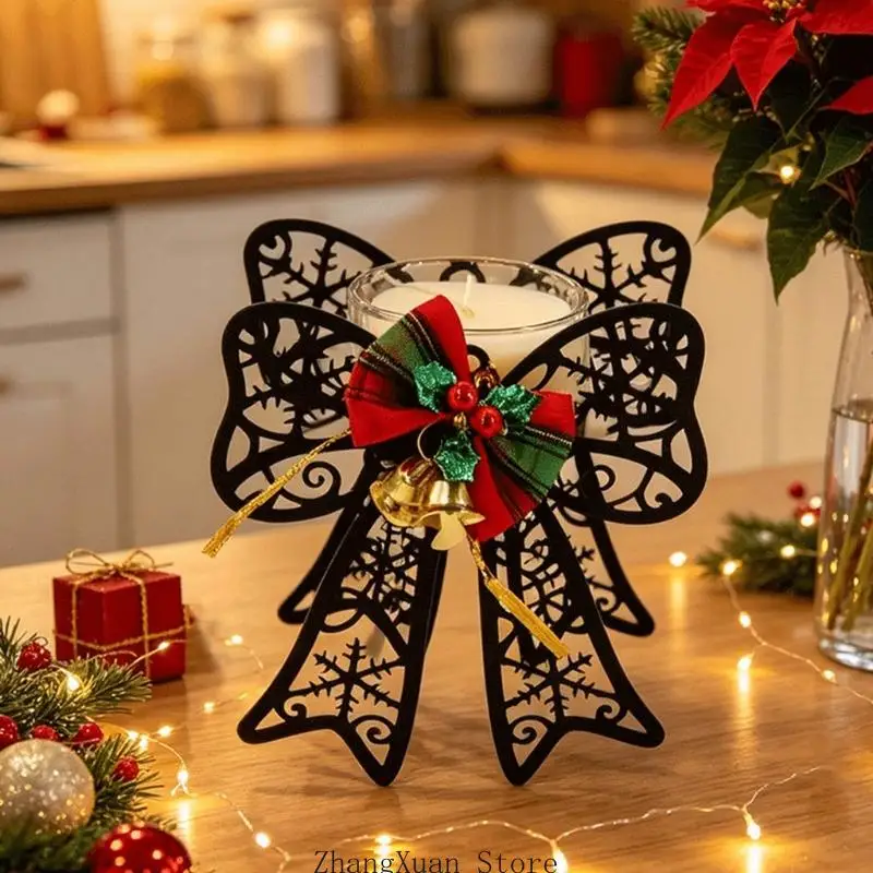 Handgefertigte Metall-Kerzenhalter, Weihnachtskerzenhalter, Kerzenhalter, festliche Tischdekoration für die festliche Jahreszeit – Detail 9