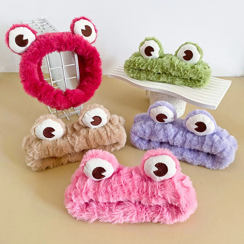 Funny Frog Big Eye Makeup Headband Wide-brimmed Elastic Hairbands Cute Girls Hair Bands Women Hair Accessories Girls Hairband