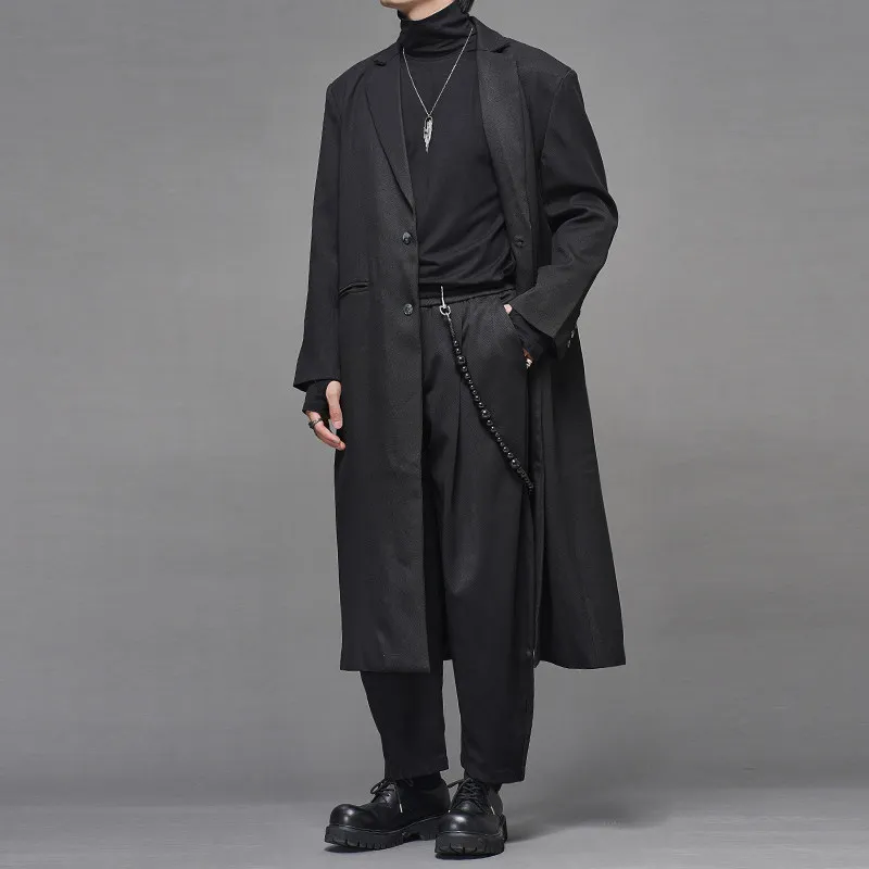 High Quality Autumn Winter Japanese Matchet Pants Retro Black Commute Minimalist Niche Lantern Cropped Straight Men's Trousers