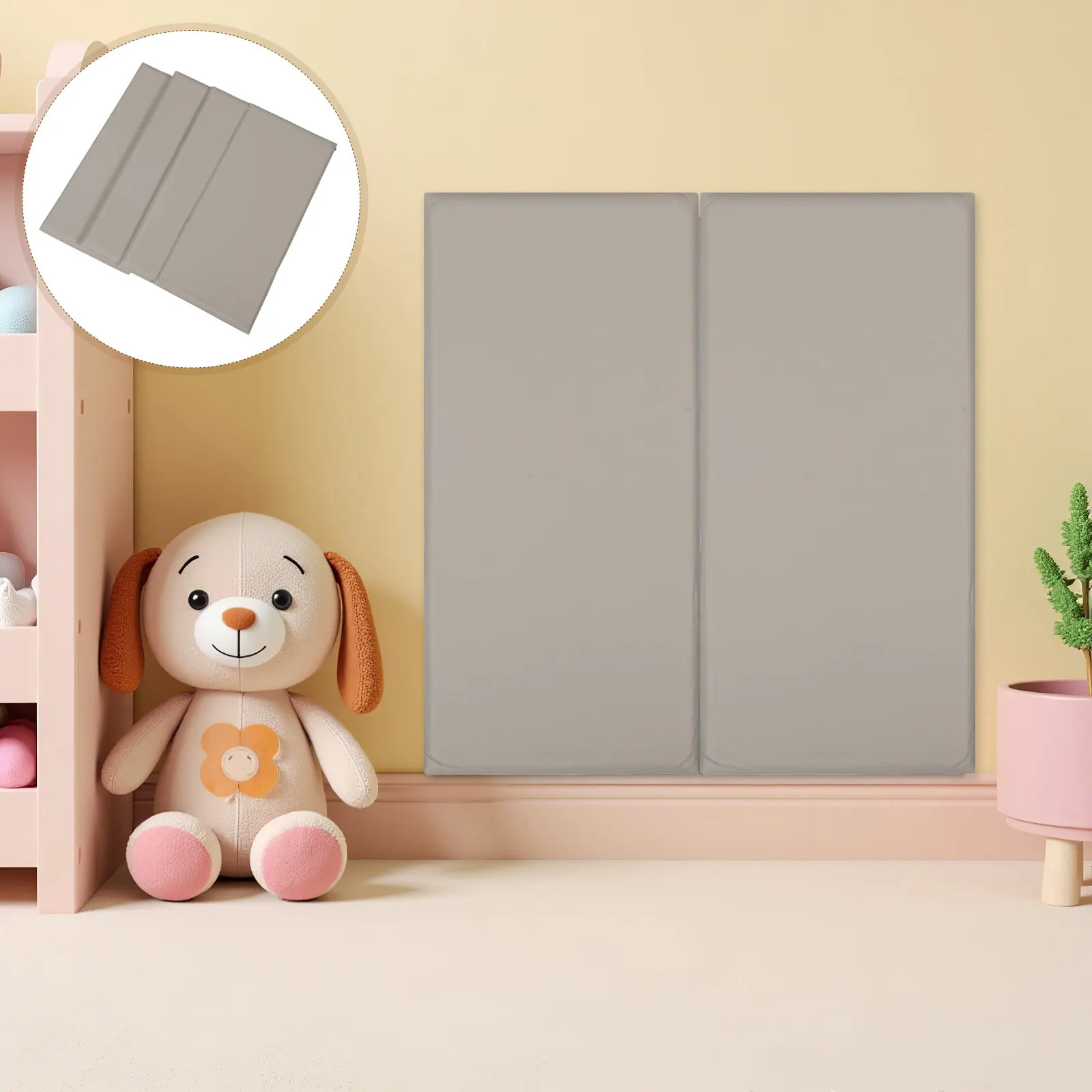 4Pcs Anti Collision Wall Padding Kids Grey Self Adhesive Cushioned Panels Padded Soundproof Wall Protection for Nursery Bedroom