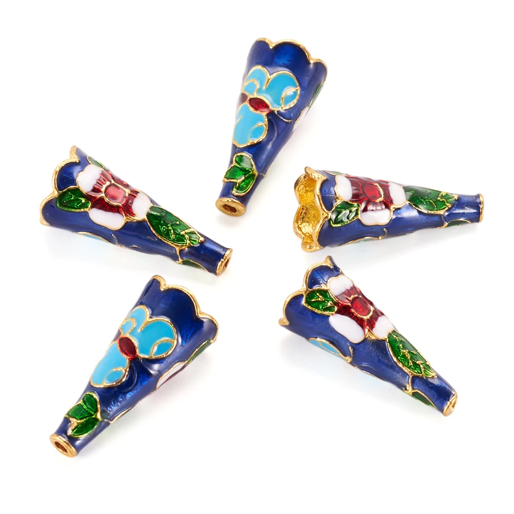 

5pcs Colorful Alloy Enamel Bead Cones vintage 6-Petal Flower Bead Caps for DIY Vintage Jewelry Making Accessories Wholesale