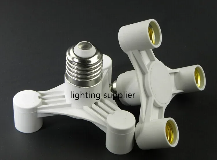 2pcs E27 to 3 E14 pendant lamp base ceiling light bulb splitter holder converter socket adapter, 3 E14 in 1 E27 free ship