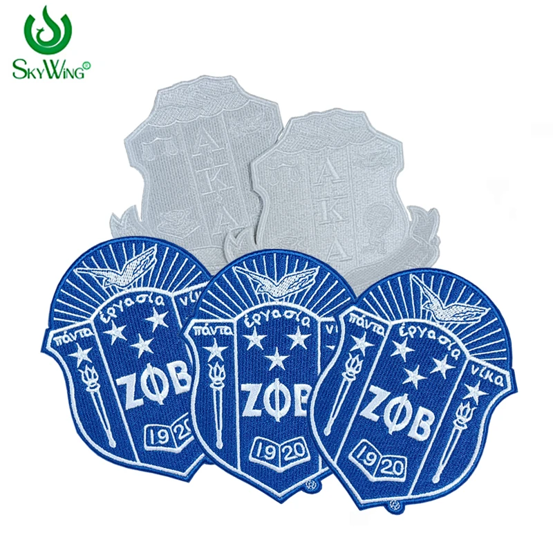 Small Size Zeta Phi Beta Sorority and Fraternity Custom Greek Letter Embroidered White Aka Sorority Chenille Iron on Patches