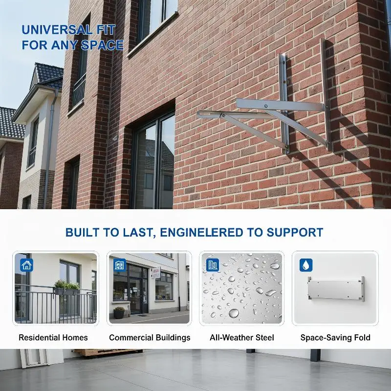 Aircon Bracket:1Pair Universal Aircon Bracket 1-1.5Hp 304 Stainless Steel Air Conditioning Bracket Heavy Duty Adjustable Easy B
