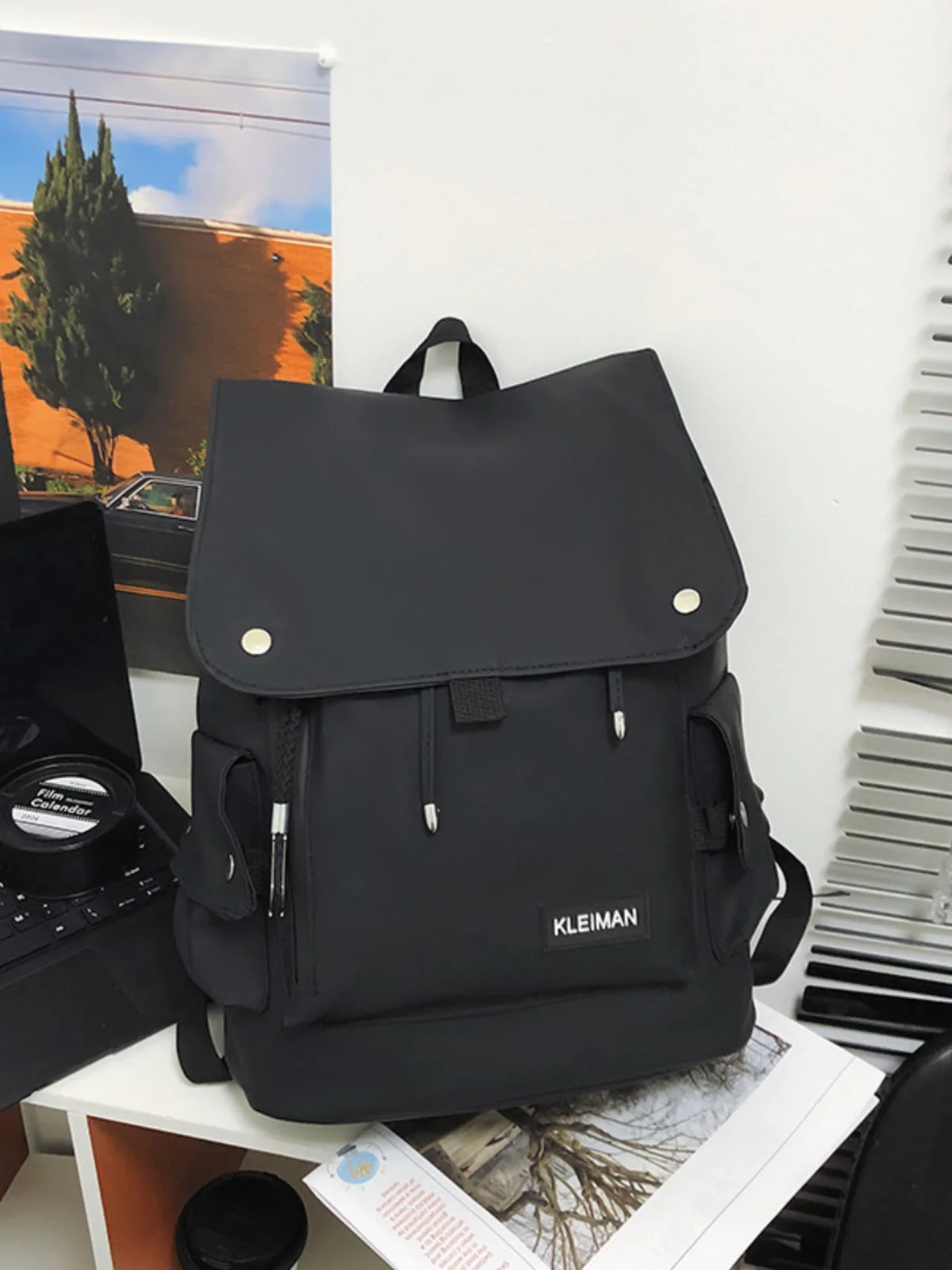 Trendy Large Capacity Shoulder Bag Simple Casual Double Strap Backpack Fashionable Bucket Shape Soft PU Leather Commuter Style