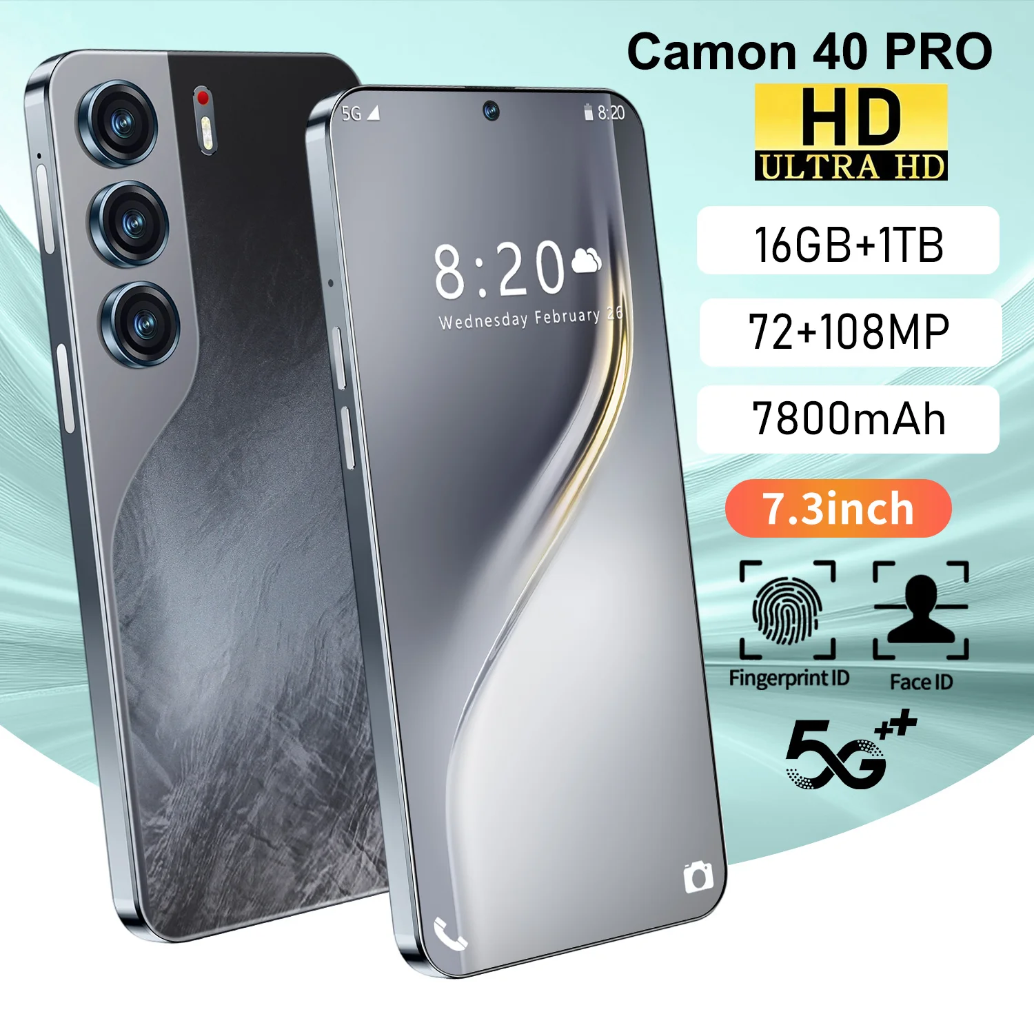 

HOT 2026 Новый планшетный ПК Pad Camon 40 Pro 7,3 дюйма HD Android 15 16 ГБ + 1 ТБ Аккумулятор 7800 мАч 4G 5G Dual Sim Card WiFi GPS Google Tab