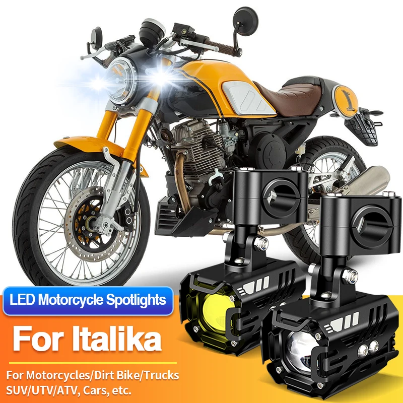 2PCS LED Motorcycles Headlight 2-Color Fog Light Spotlight Off Road for Italika XW150/XT110/X150G/X150D/W150/WS150/Vort-X200
