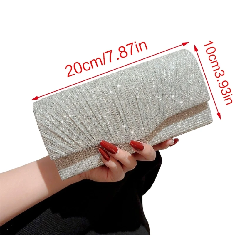 2023 Glitter Bruiloft Clutch Cocktail Geplooide Crossbody Tas Sprankelende Avondtasje