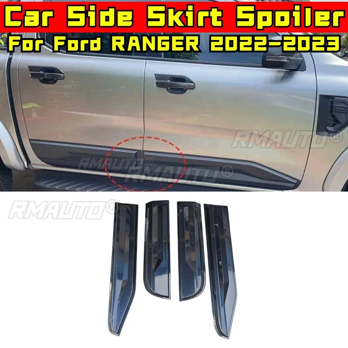 

Car Side Skirt Lip Spoiler Extension Diffuser Guard Apron for Ford RANGER T9 2022-2023 Side Skirt Splitter Car Accessories