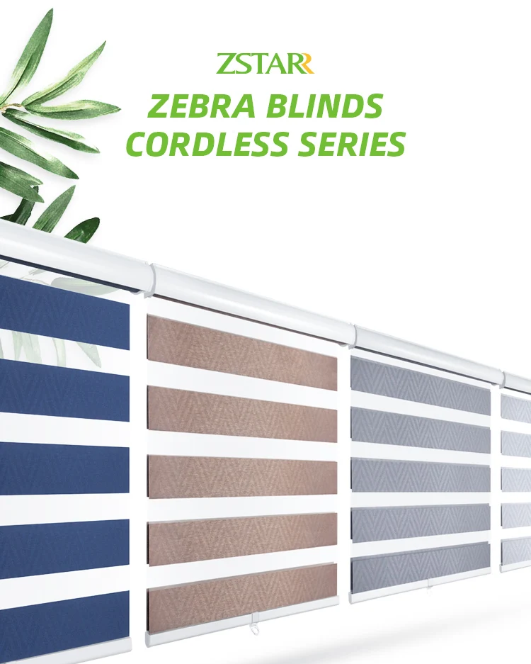 ZSTARR-Sombra opaca para ventana de casa, doble privacidad, Motor eléctrico impermeable, control remoto, WiFi, persianas enrollables de cebra para baños