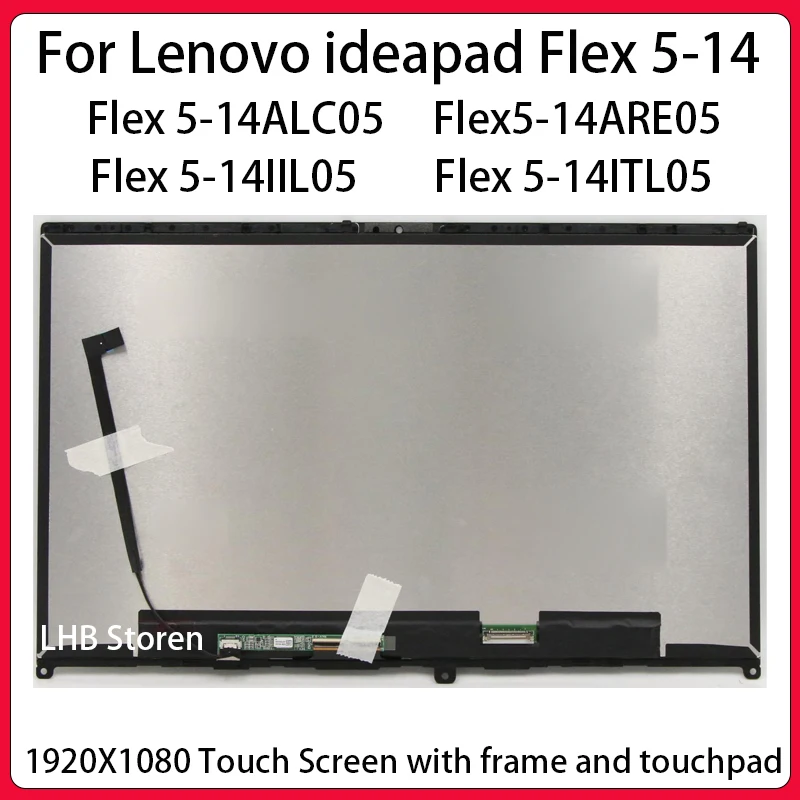 14' Touch Screen For Lenovo IdeaPad Flex 5-14ALC05 14ARE05 14IIL05 14ITL05 LCD Display Digitizer+With Frame Assembly Replacement