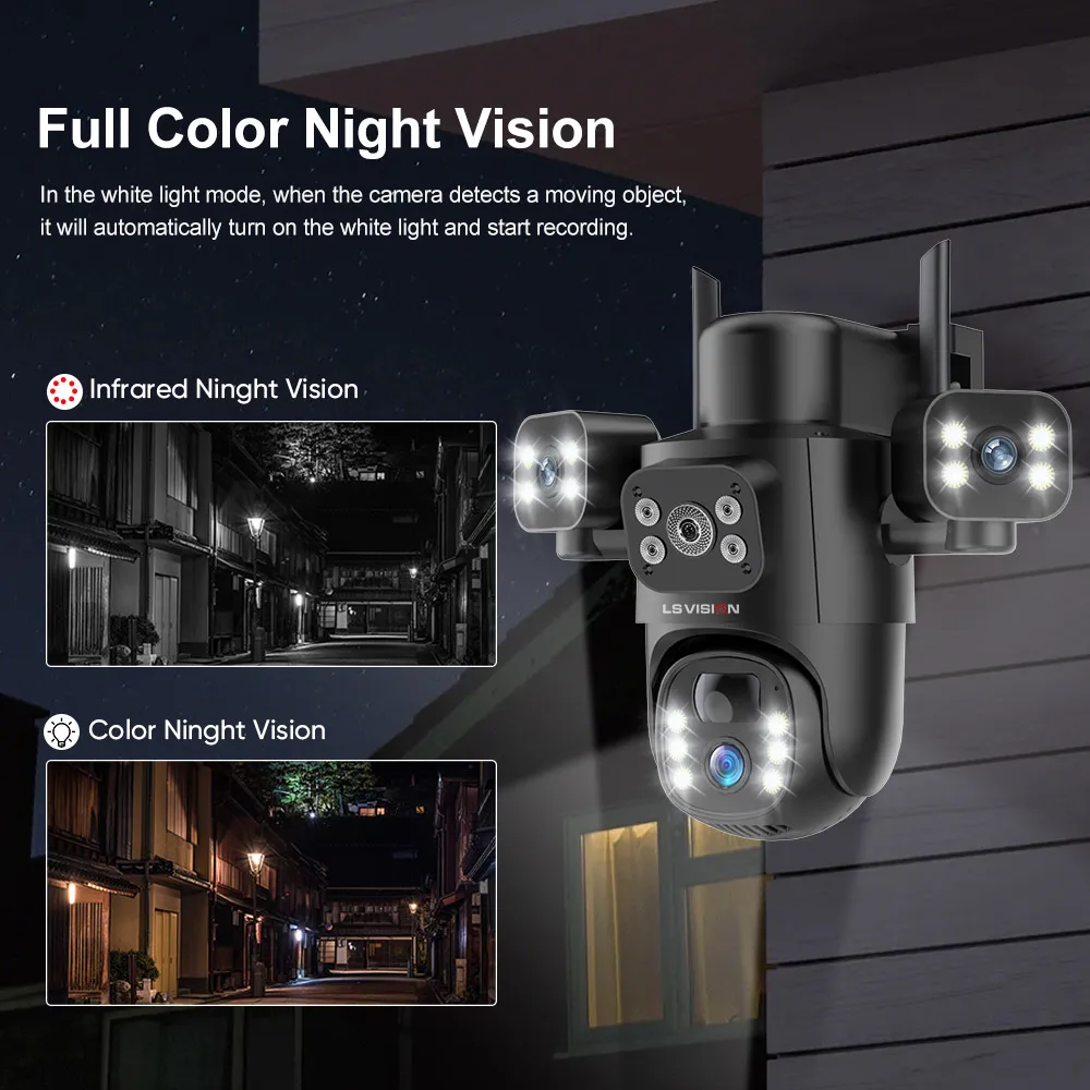 LS VISION 15MP 3 Lens 4G/WIFI Solar Camera 3-Screen 10X Zoom PIR Human Detection Security Video IP Surveillance Cameras V380 Pro