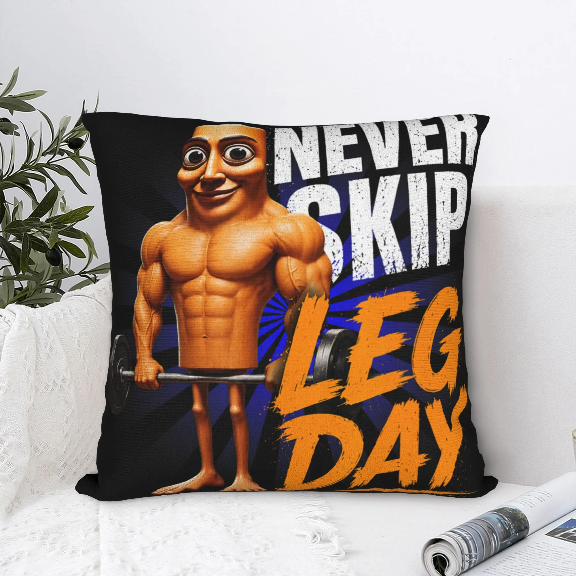 Home Gym Leg Day - 面白い「タンタンサハル」レッグデーを欠かさないでくださいジムミーム枕カバーデザインクッションカバーかわいい枕カバーソファ車家の装飾用