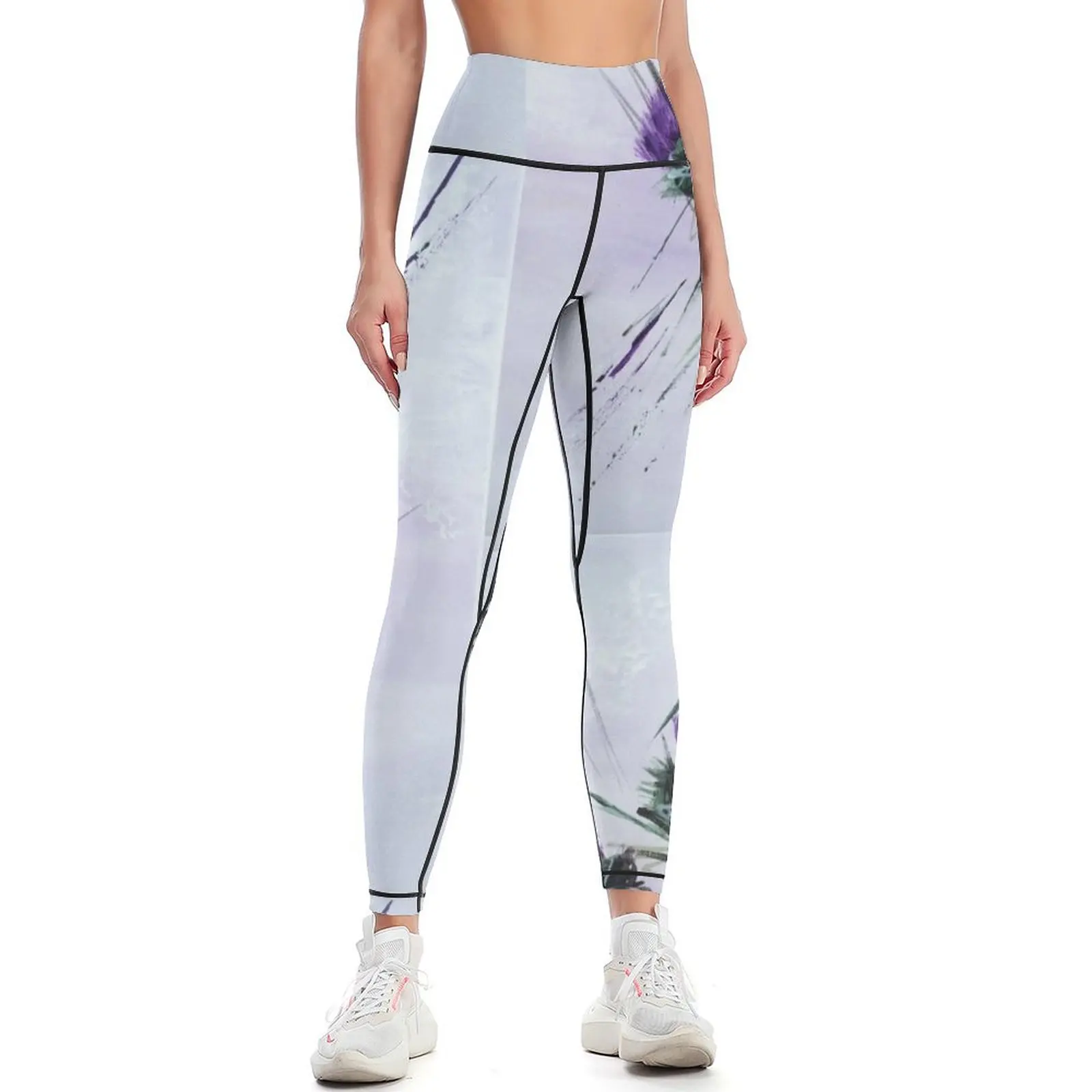 

Scottish Thistles artwork in a contemporary style Leggings Fitness woman exercise clothing for active wear Womens Leggings