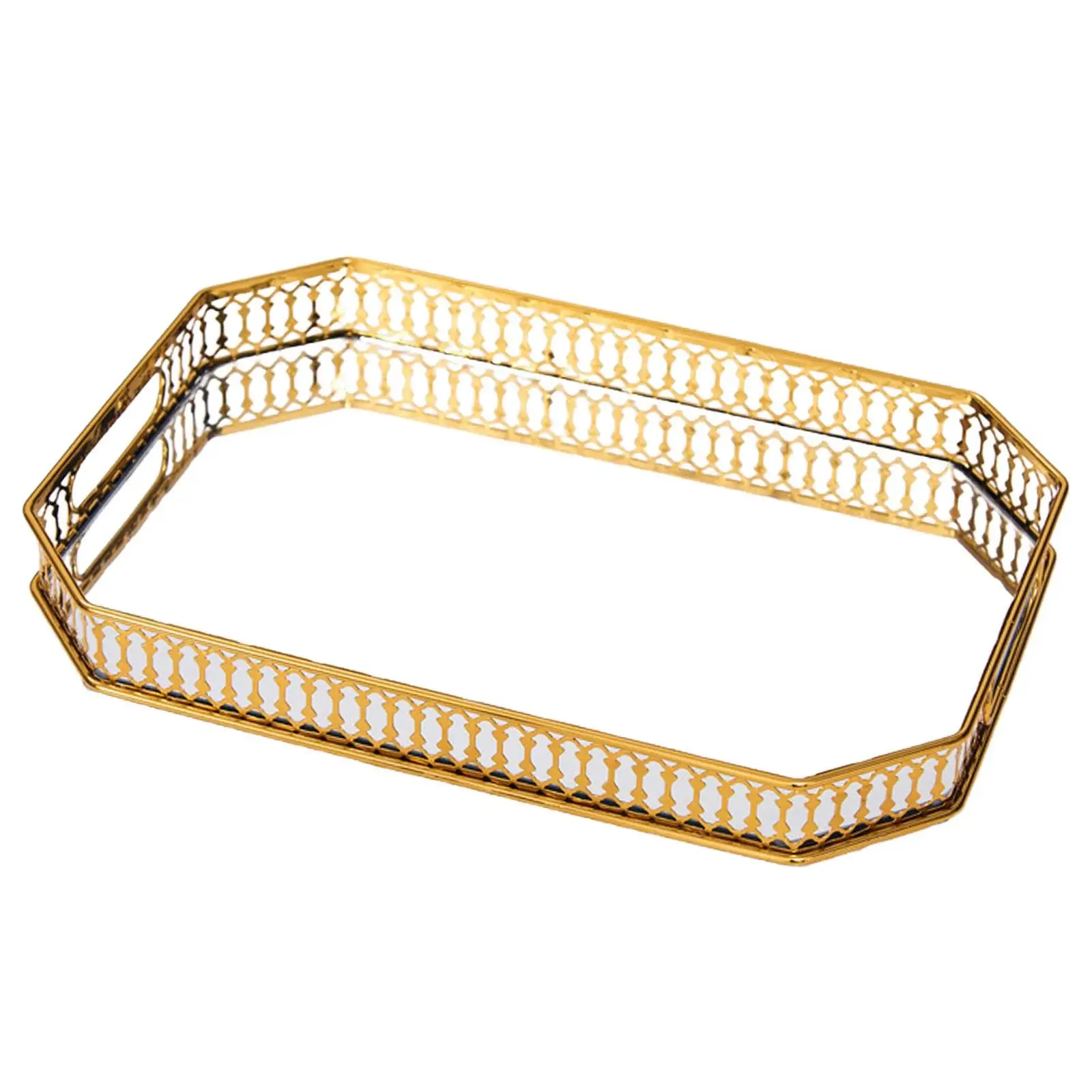 Vanity Tray Jewelry Tray Cosmetic Hollow Handle Makeup Organizer for Cosmetics Dressing Room Countertop Bathroom Breakfast