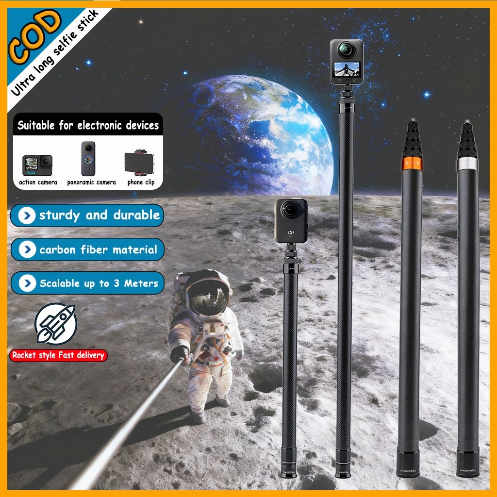 

Expanded Carbon Fiber Selfie Stick. For Insta360 X5 X4 3 GO 3 Action 4 Selfie Stick Accessories DJI OSMO Action5 Selfie Stick 3M