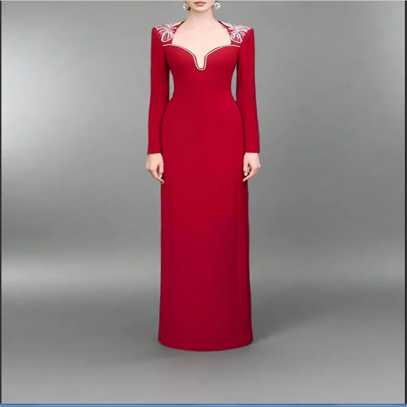Formal Long one-piece Dress Gown Red Evening Dresses for Events Luxury Party Dress Elegant Evening Dresses 2025 Customized