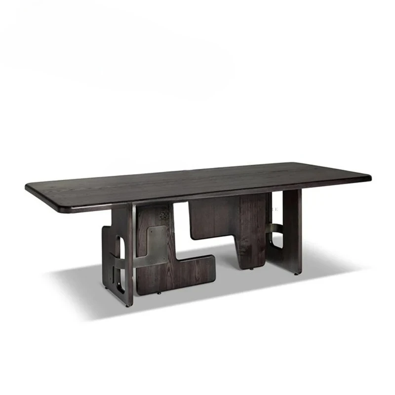 

New modern simple medieval solid wood dining table Chinese retro personalized creative office long table