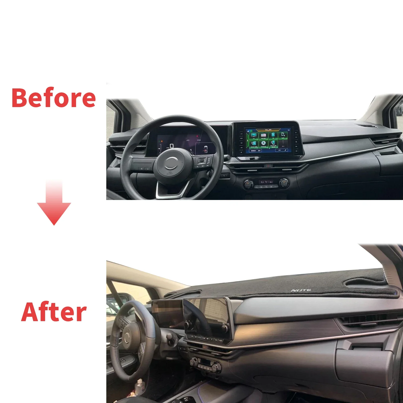 يصلح لنيسان ملاحظة E13 E-power 2021 2022-2024 اكسسوارات السيارات داشمات غطاء لوحة القيادة وسادة واقية السجاد داشمات ظلة #2