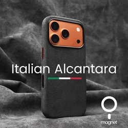 Magnetic for ALCANTARA Case for iPhone 17 16 Pro Max 15 14 Luxury Suede Leather Supercar Phone Cases Camera Button Cover