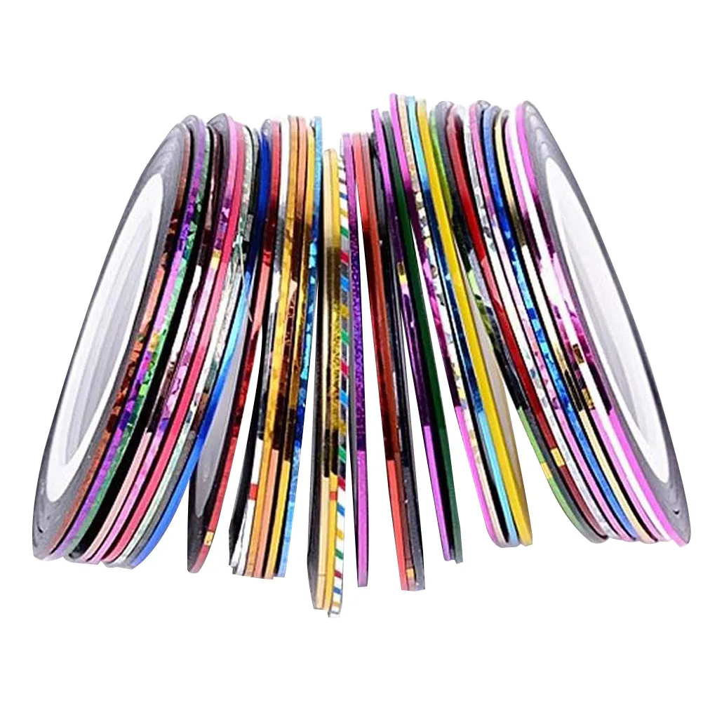 

1Set Nail Tape Collection 30 Vibrant Colors Sparkle Finish Self Adhesive Nail Art Line for DIY Manicure Pedicure Decoration Use