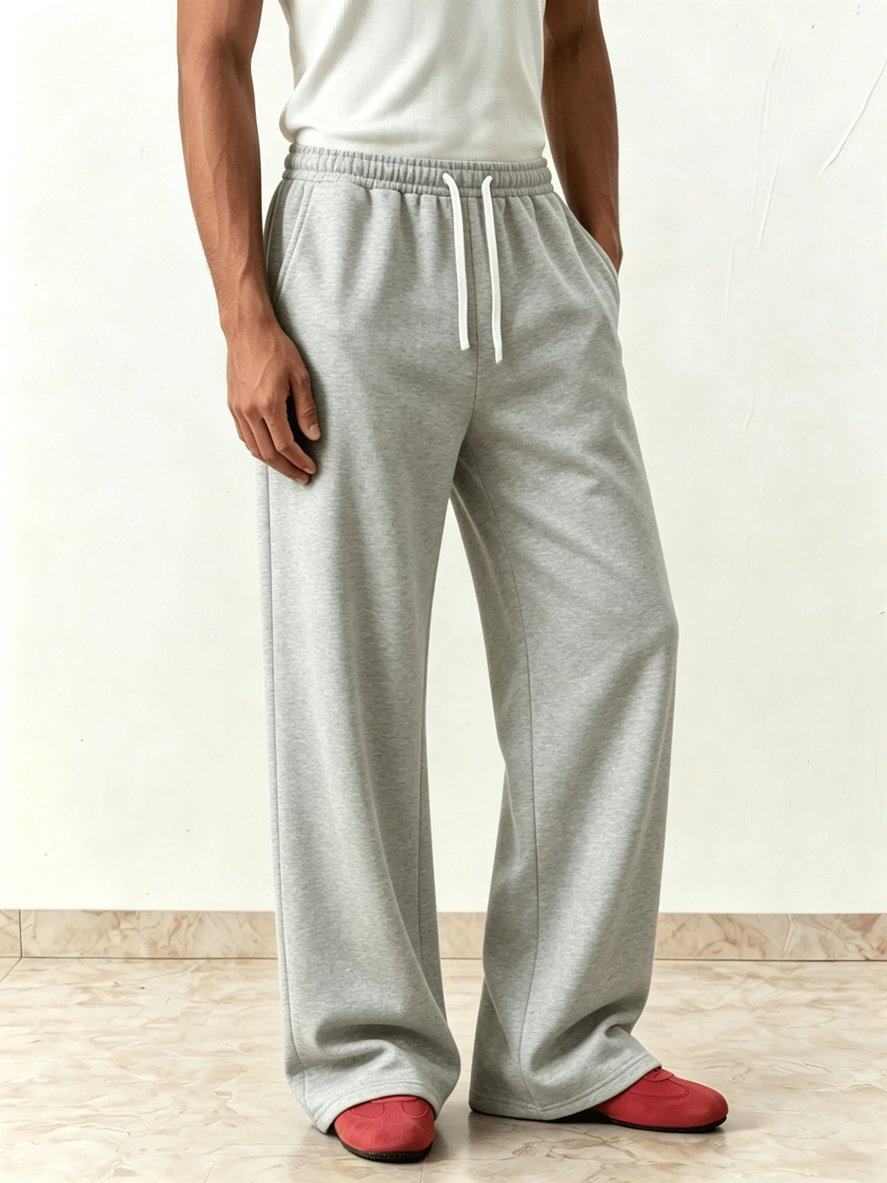 Men's Autumn/Winter Straight-Leg Fleece Sweatpants – Casual, Stylish, and Versatile; Suitable for Sports and Daily Wear