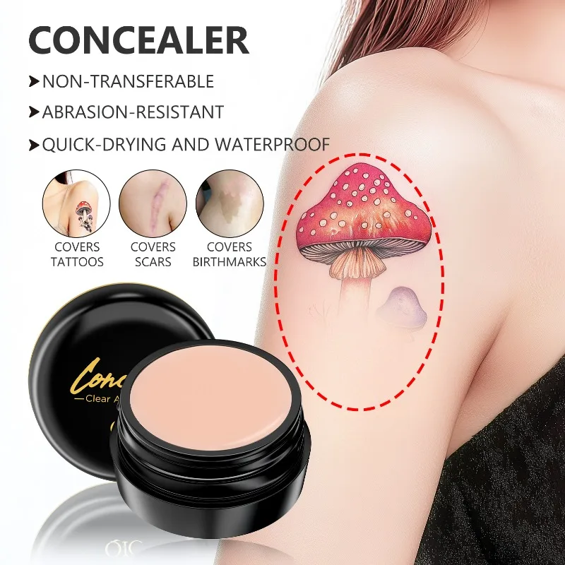 Waterdichte concealer met volledige dekking voor tatoeages, littekens - Natural Finish Foundation voor alle huidtinten en typen 1PCS 3 kleuren