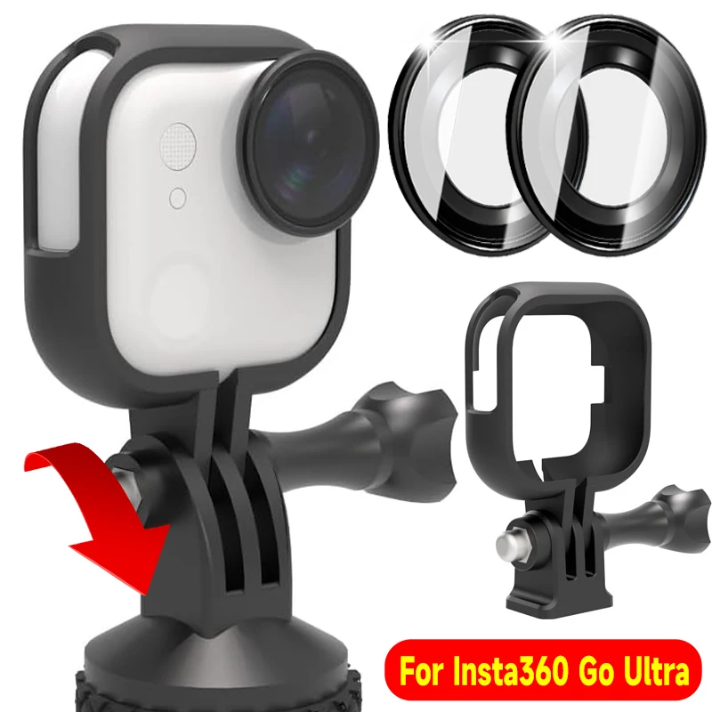 

Для Insta360 GO Ultra Защитный чехол Рамка Кронштейн Ultra-HD Защита объектива Адаптер с резьбой 1/4 для Insta360 GO Ultra Штатив для селфи