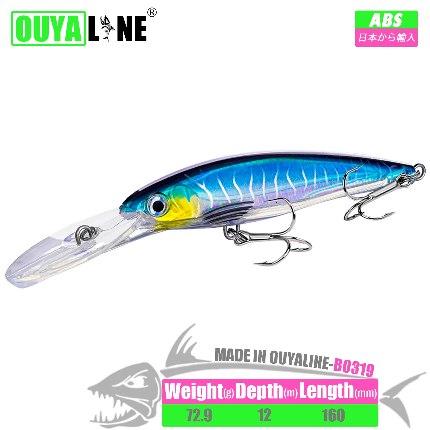 

New Sinking Minnow Fishing Lure 72.9g 160mm Artificial Hard Baits Wobblers Pesca Accesorios Mar Trolling Tackle For Seabass Fish