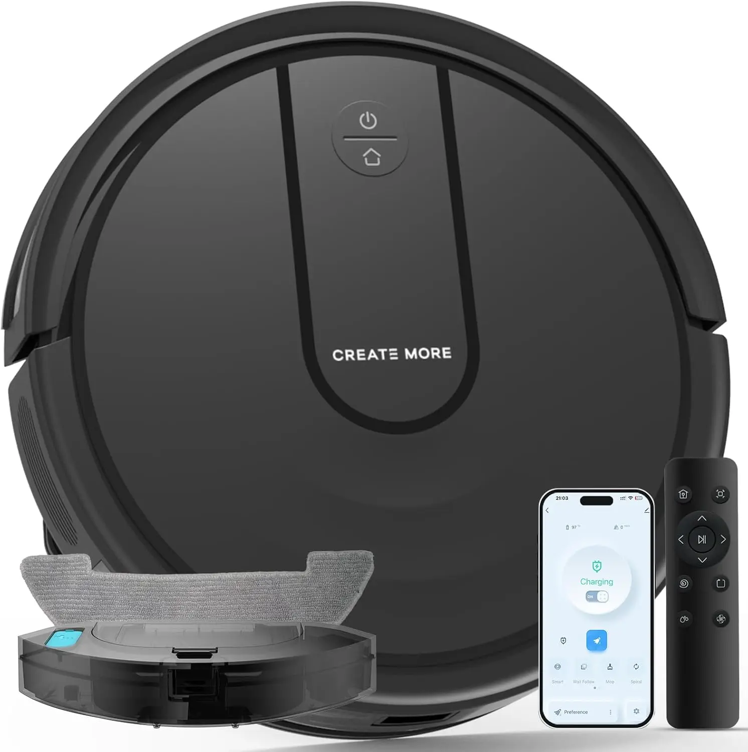 

5000Pa Robot Vacuum Mop Combo, Slim Quiet Self-Charging with Wi-Fi App Control for Pet Hair Hard Floors