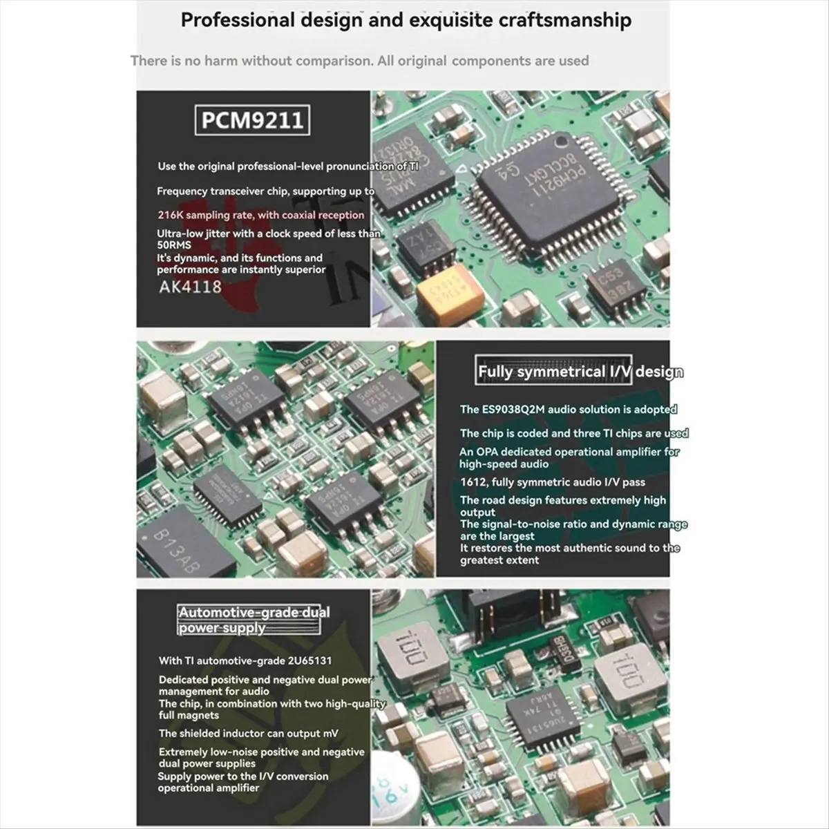 Hot Sale For ES9038Q2m Decoder Board HiFi Audio, Coaxial, Fiber, I2S, Analog Output Supports 768K 32Bit, DSD512