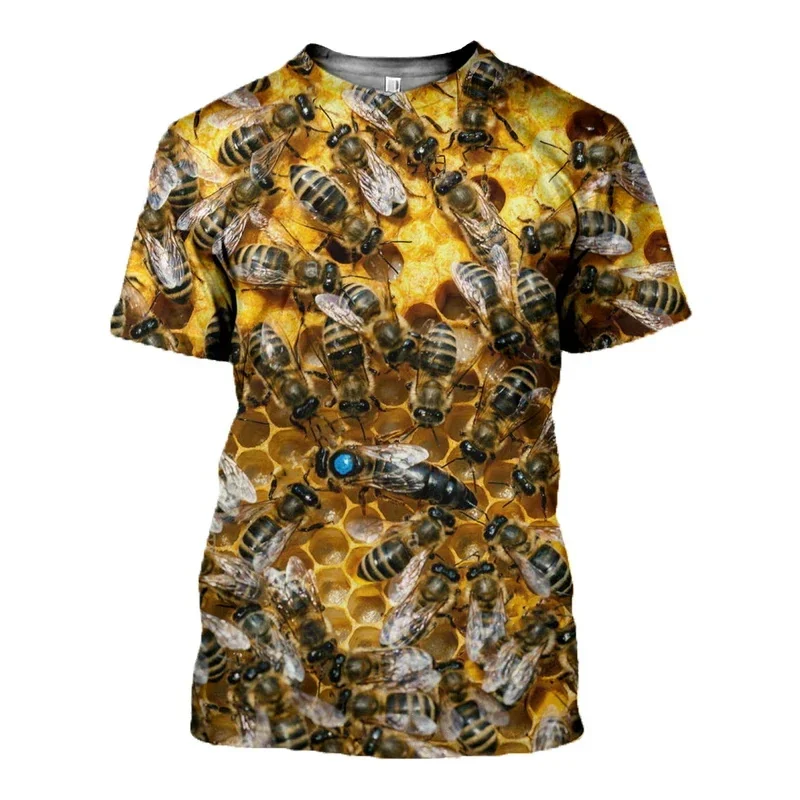 2024 New Hot Insect Bee Graphic Men Womens Clothing 3D Print Harajuku Fashion T-Shirt Summer Casual Streetwear Kids Short Sleeve