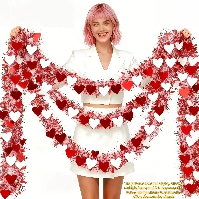 

Реалистичный венок в виде сердца на День святого Валентина, красный, белый шип, пластиковый цветок, подвесной декор для дома, ресторана, отдыха на открытом воздухе